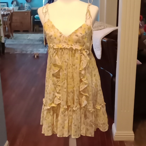 Maronie yellow floral tie strap dress boutique - Picture 7 of 7